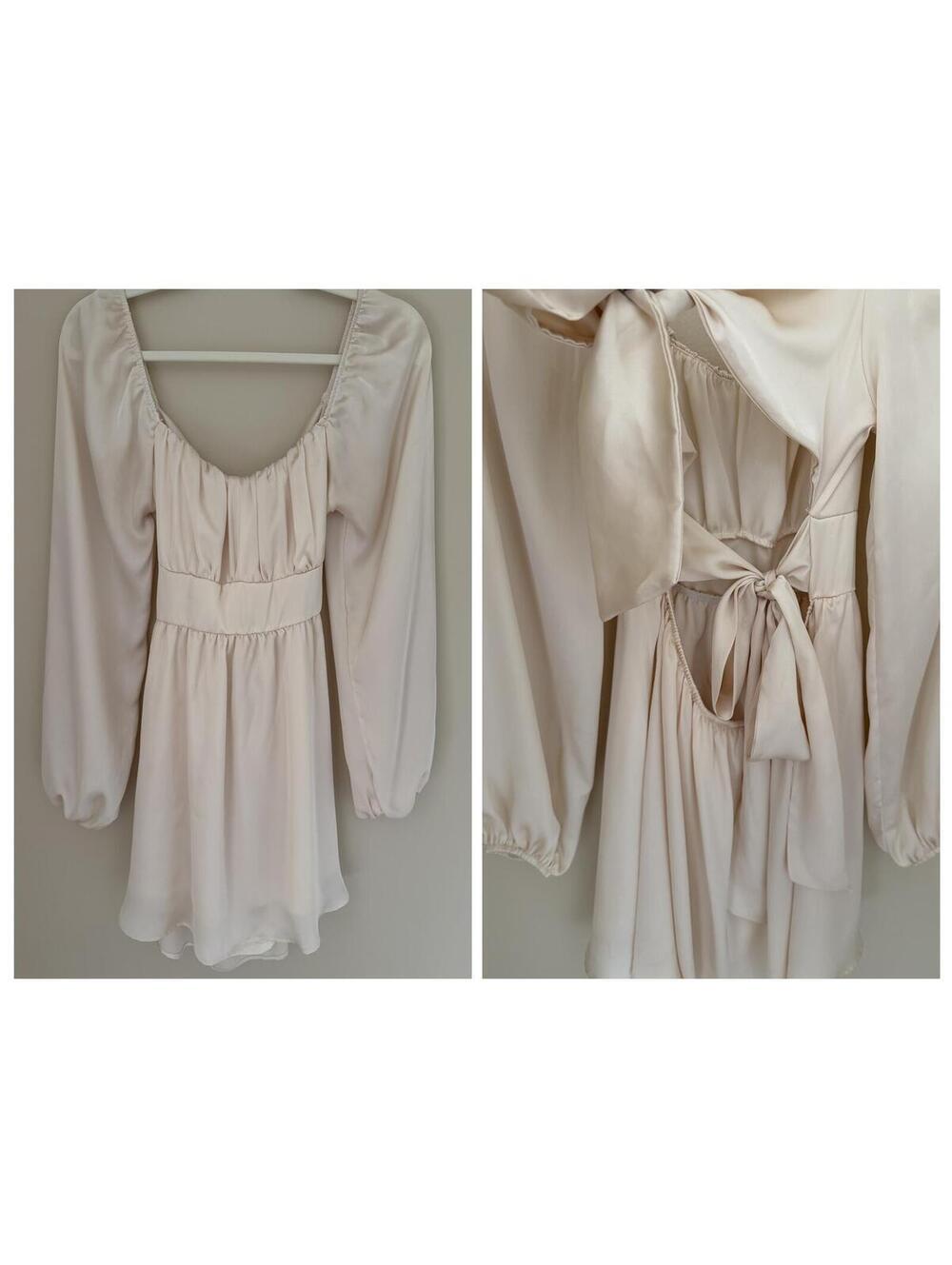 Altarโd State Cream silky open back w/ties - M
